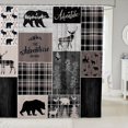 thumbnail image 1 of Rustic Cabin Waterproof Bathroom Curtains, Hunting Bear Deer Shower Curtain Vintage Farmhouse Bath Curtain Camper Lodge Room Decor, Vintage Plaid Tree Bathroom Accessories 72" W X 78" L, 1 of 4