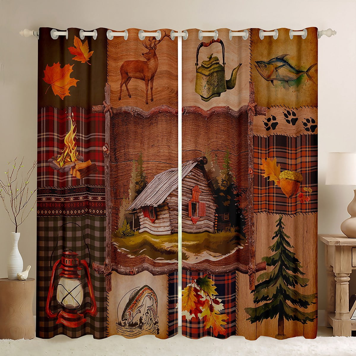 YST Rustic Elk 42x63 inch Curtains Cabin Wild Animal Moose Deer ...