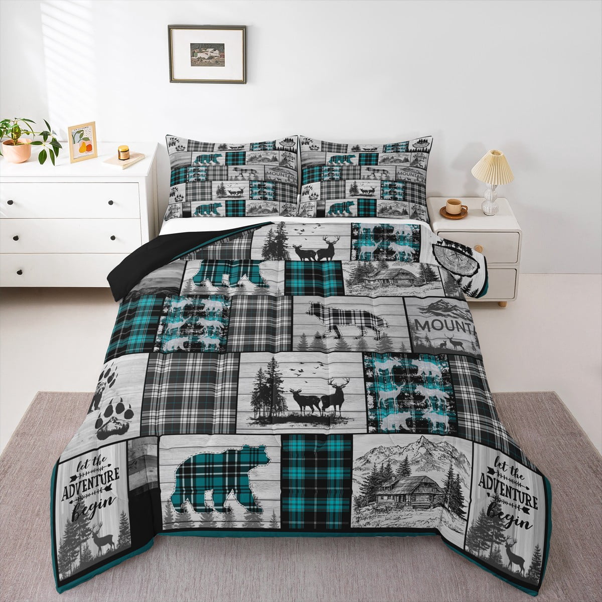 Hunted Sets Erosebridal Rustic Farmhouse Bedding Sets Hunting Wolf Bear Deer Bed ...