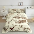 thumbnail image 1 of Erosebridal Rustic Farmhouse Comforter Full Farm Animal Bedding Set, Cow Goat Rooster Down Comforter Duck Rabbit Cattle Bed Set, Farm Truck Lodge Cabin Quilted Duvet Retro Beige Room Decor, 1 of 6