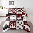 thumbnail image 1 of Erosebridal Rustic Bedding Set Red Black Plaid Bear Deer Comforter Sets Twin Size,Farmhouse Cabin Check Quilt Set For Men,Country Adventure Hunting Bed Duvet Set 1 Pillow Case, 1 of 7