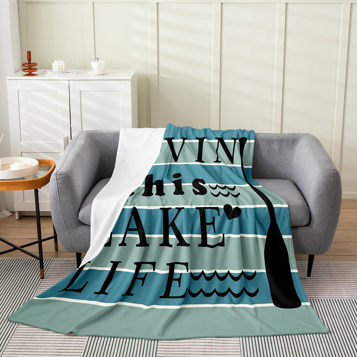 Nautical Anchor Flannel Throw Blanket - 50x60 Inch, Blue Gray Wood Plank Design, 100% Polyester - View #8