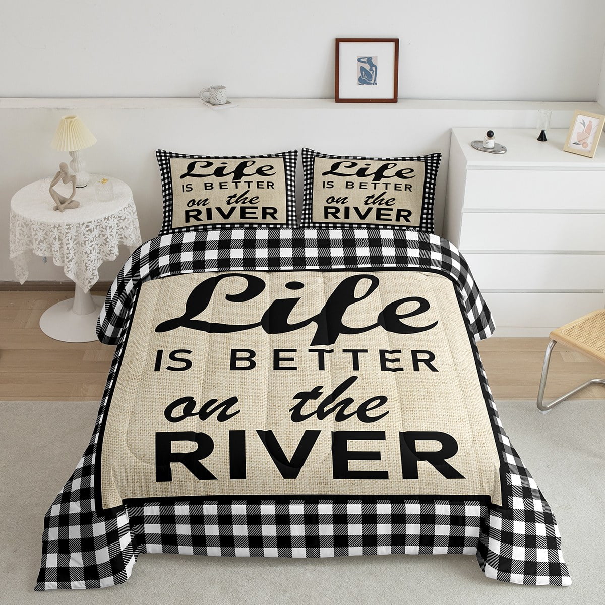Erosebridal Rustic Lodge Cabin Bedding Set Queen Black White Brown ...
