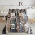thumbnail image 1 of Rustic Windmill Comforter Set For Bedroom Decor, Farmhouse Wheel Vintage Life Bedding Set Twin Size Western Farm Barn Door Quilt Wooden Plank Cow Country Bedding Comforter Sets, Brown, 1 of 5