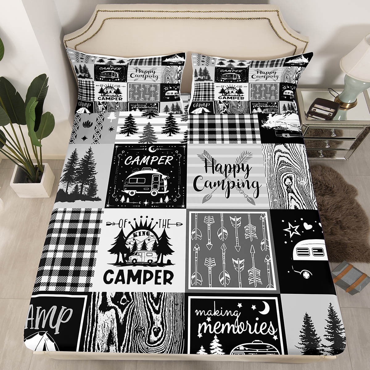 YST Rv Bedding Sets Plaid Camper Bed Sheets Full Rustic Farmhouse ...