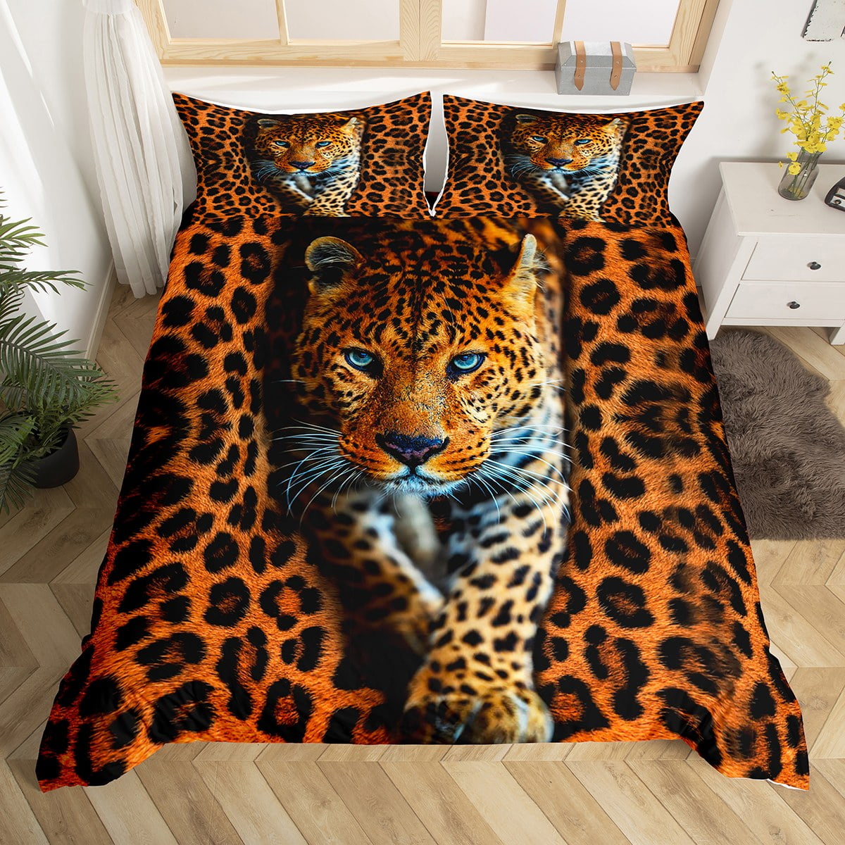 YST Safari Cheetah Comforter Cover Brown Leopard Print Bed Set, Wild