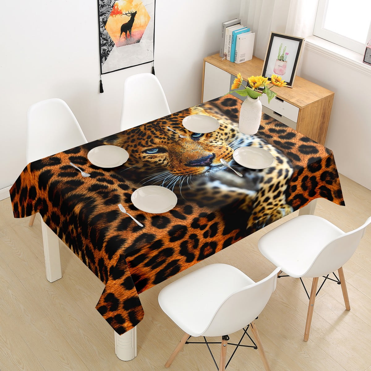 YST Safari Cheetah Table Cover Brown Leopard Print Table Cloth, Wild ...