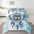 thumbnail image 1 of Safari Wolf Bedding King Size Animal Comforter Set King,Bohemian Dreamcatcher Duvet Insert Blue Ombre Quilt Set,Tribal Feather Bedding Comforters & Sets, 1 of 7
