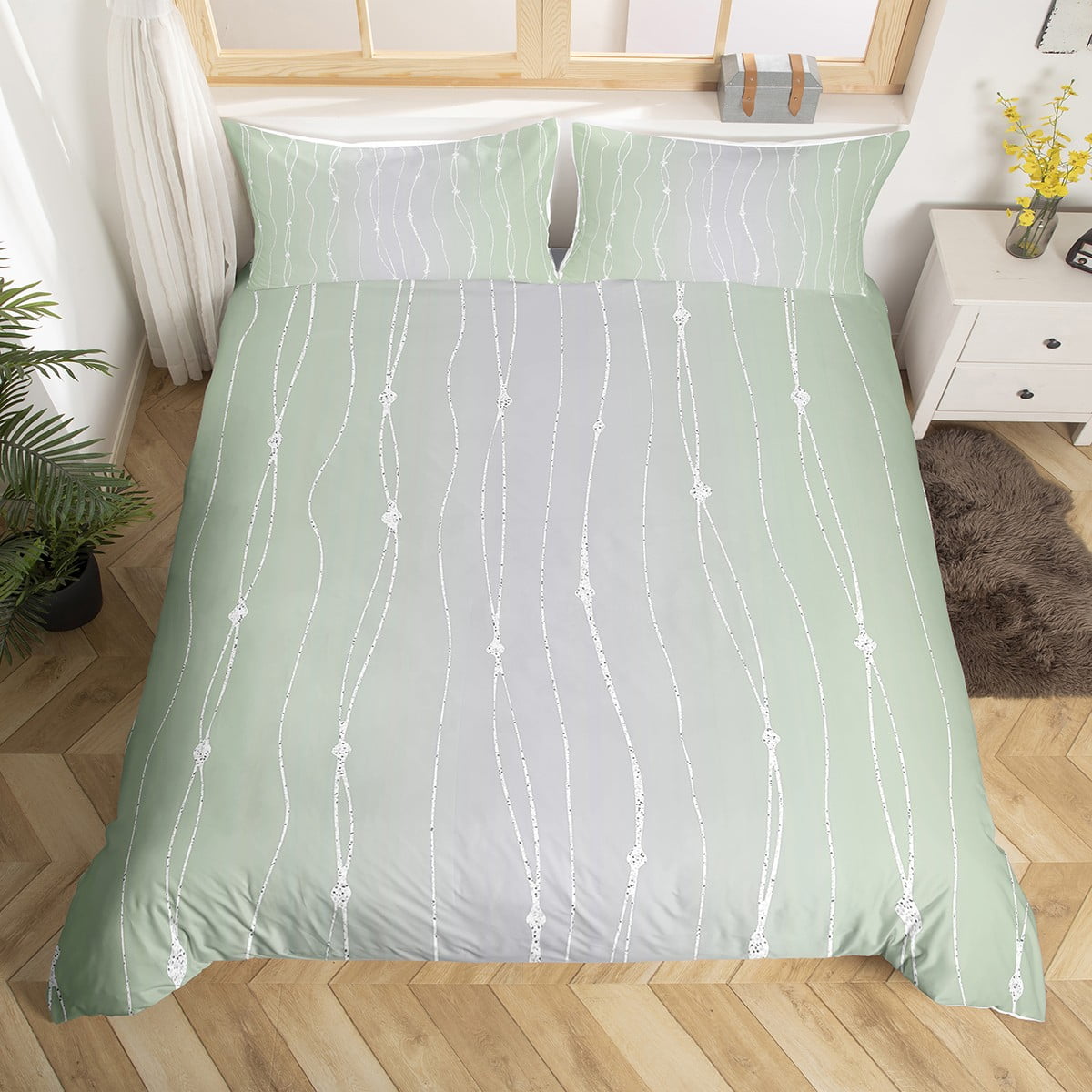 Erosebridal Sage Green and Grey Bedding Sets Full Men Watercolor