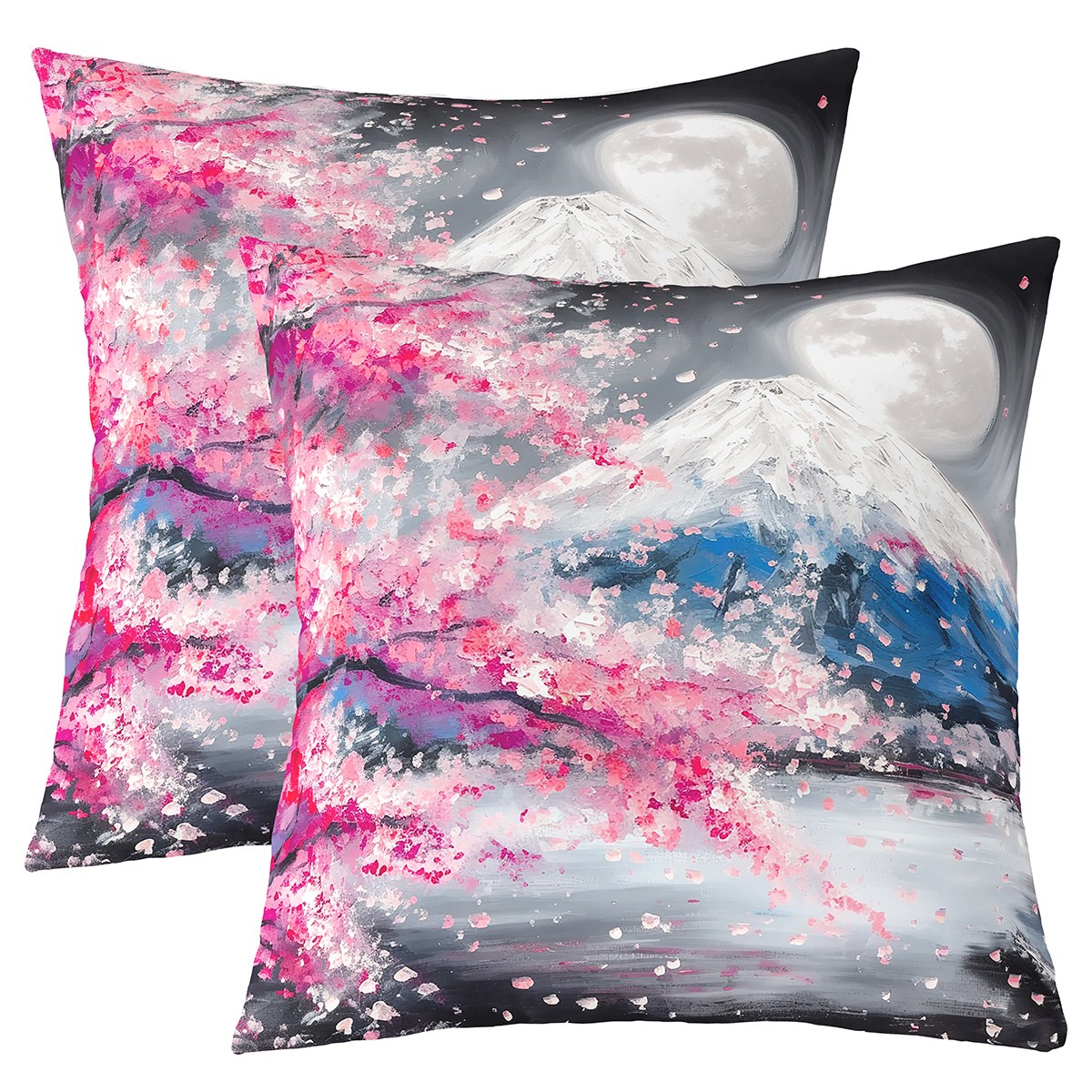 Samurai Throw Pillow Covers Set Of 2 – 18×18 Inch Ukiyo-e Style, Japanese Cherry Blossom Print – Decorative Cushion Covers For Sofa, Bed, Or Chair