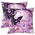thumbnail image 1 of Set of 2 Pink Unicorn 18x18 Inch Pillow Covers ,Cartoon Unicorn Throw Pillow Covers,Fantasy Magical Animal Cushion Cases,Purple Floral Horse Decorative Accent Pillow Case, 1 of 5