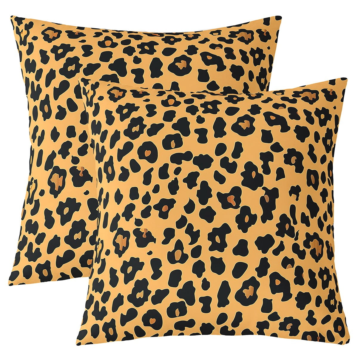 Leopard Print Cotton Polyester Euro Throw Pillow Set