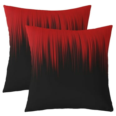 Set of 2 Black Throw Pillow Covers 16x16 Red Pillow Covers Women Black, Glowing Ombre Abstract Decorative Pillow Covers