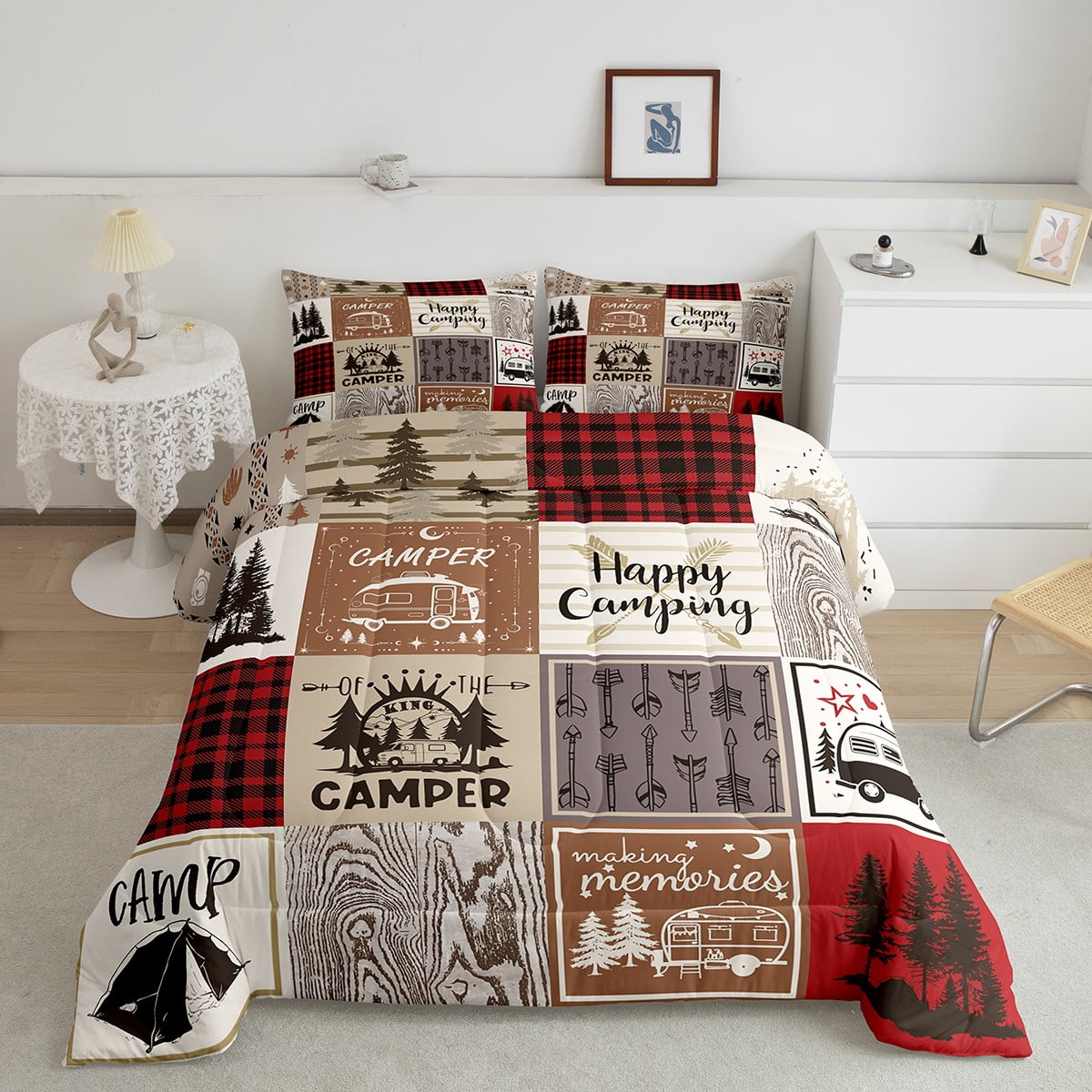 Erosebridal Kids Camper Bedding Set Queen - 7 Pcs Comforter Set, Camping Theme, Microfiber, Adventure Design 3 thumbnail image
