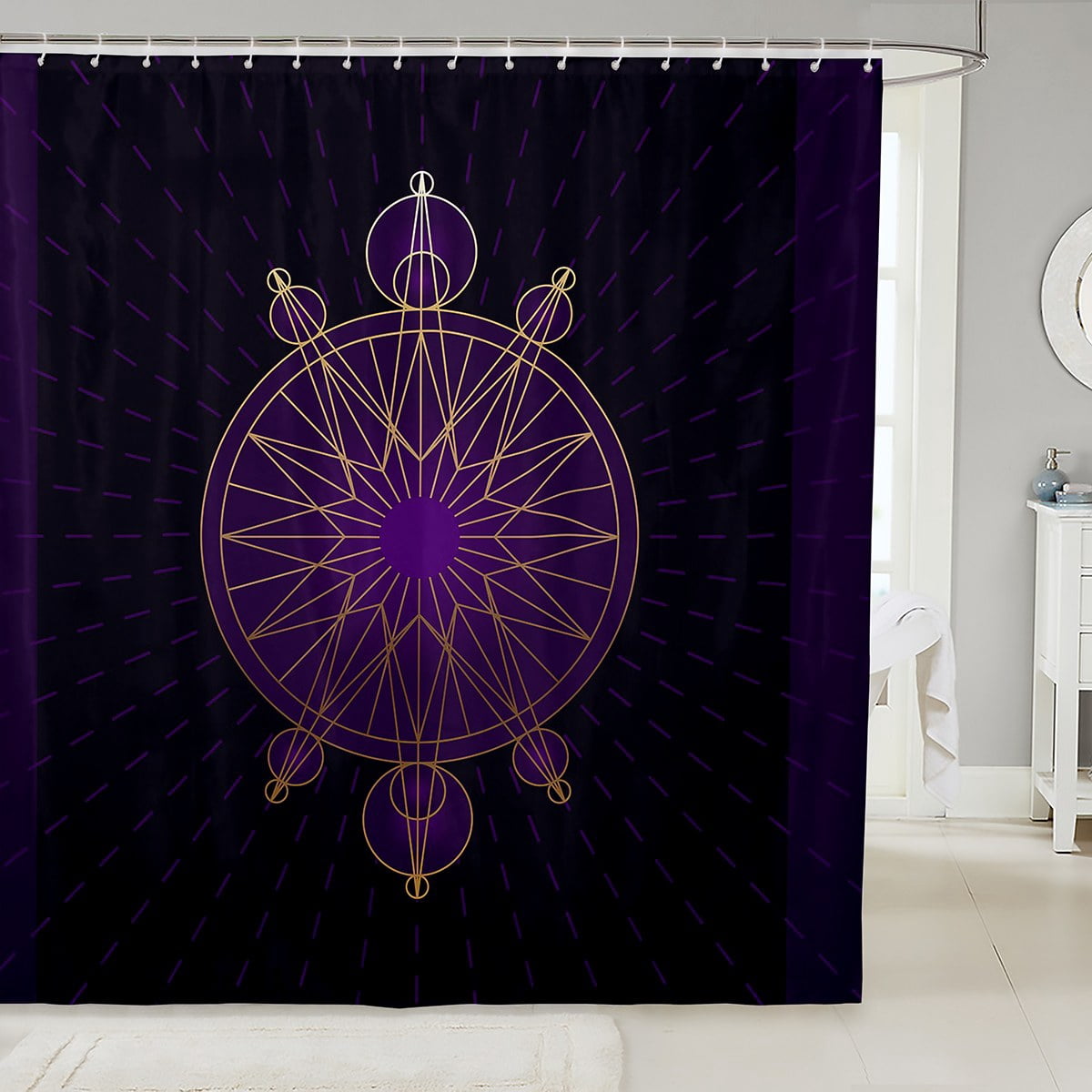 Pattern Print Totem Bathroom Shower Curtain