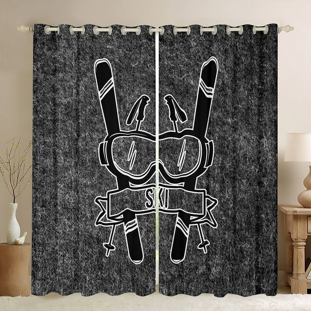 YST Ski Themed Curtains for Living Room Winter Ski Window Curtains for