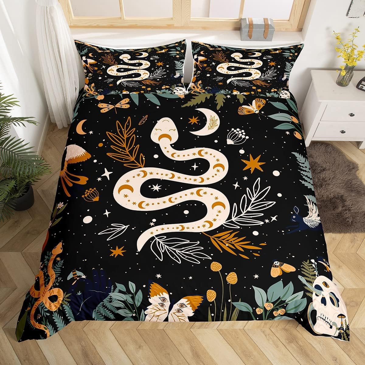 YST Snake Comforter Cover Sun and Moon Bedding Sets Moth Sugar Skull