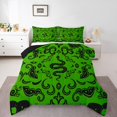 thumbnail image 1 of Snake Print Bedding Set Full Lime Green Black Boho Halloween Comforter Set Retro Baroque Damask Goth Skull Bedding Comforter Sets Adults Goth Animal Floral Bed Set, 1 of 5