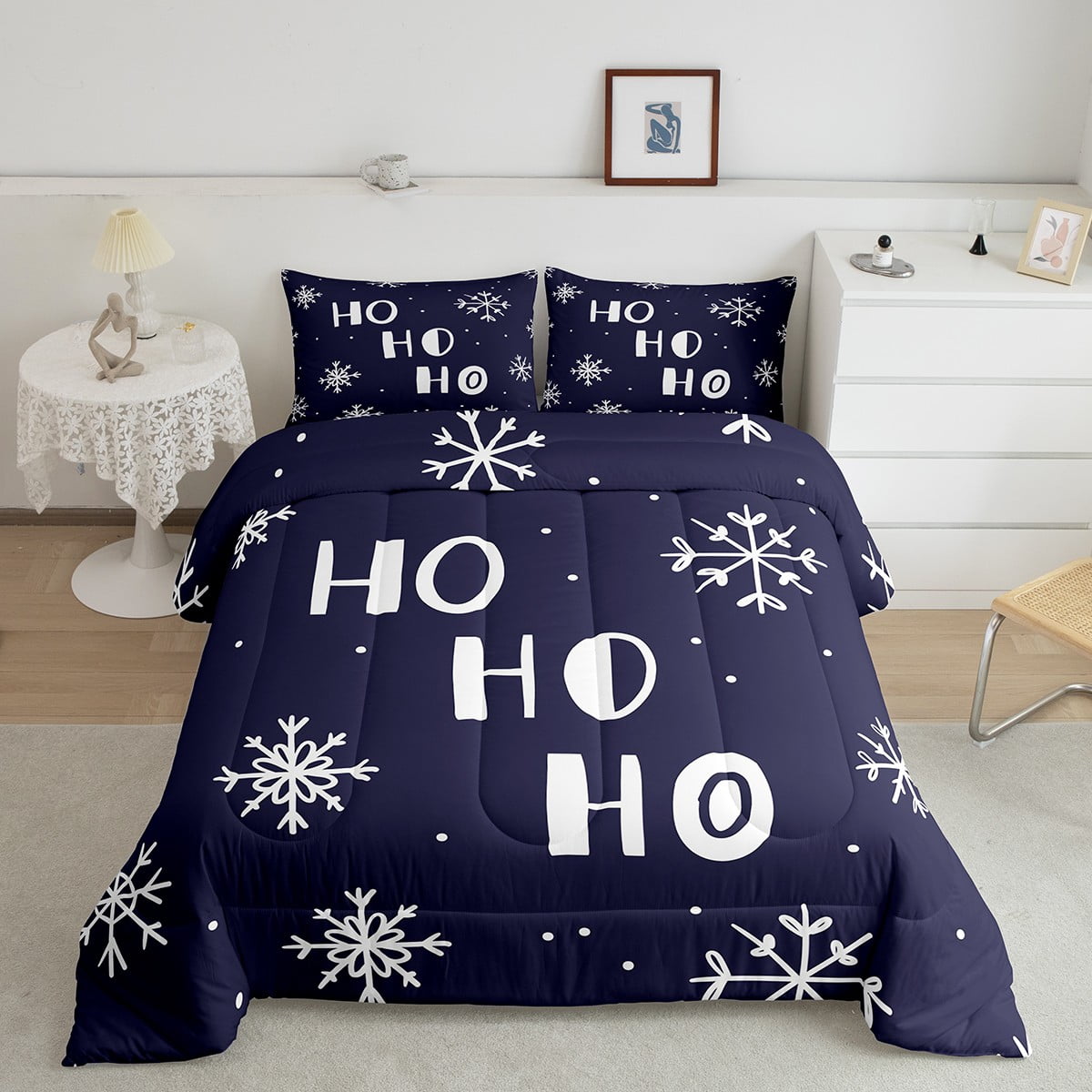 YST Snowflakes Comforter Set Queen, Christmas Bedding For Men Women
