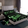 thumbnail image 1 of Erosebridal Soccer Bed Sheets Set Teens Black Green Full Size Sheet Sets, Sports Gaming Sheets Green Football Field Bed Set, Ball Game Flat Sheet Cozy, 1 of 5