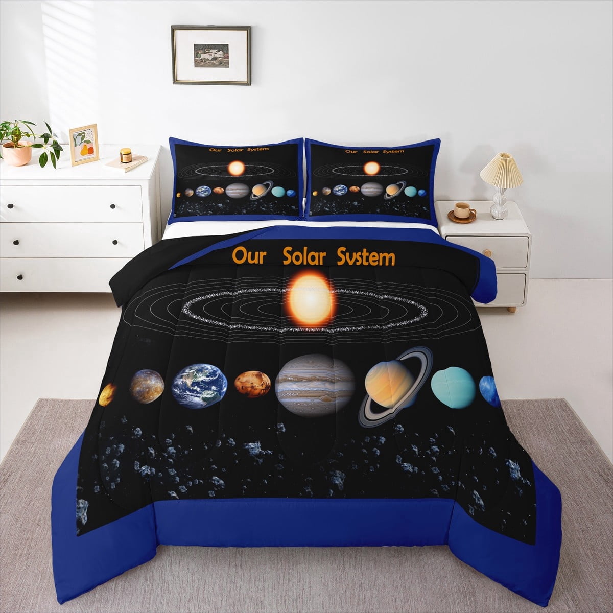 YST Solar System Bedding Set Kids Outer Space Comforter Set Universe ...