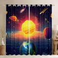thumbnail image 1 of Solar System Curtains & Drapes Boho Sun 30%-50% Blackout Curtains 104x84,Blue Earth Planet Curtains Gold Gradient Light Black Out Curtains Bedroom Decorative, 1 of 6