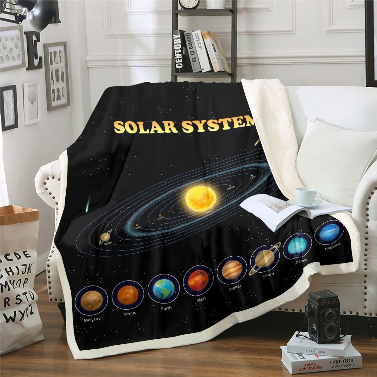 Surface Planet Galaxy Space Print Hooded Blanket