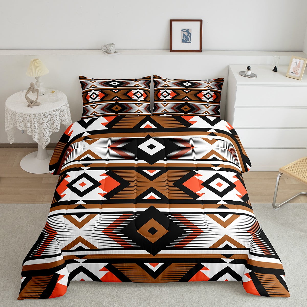 YST Southwestern Comforter Queen Retro Ethnic Geometric Bedding Set Boho Aztec Comforter Set For
