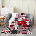 thumbnail image 1 of Southwestern Throw Blanket 40"X50" Exotic American Tribal Western Blanket Patchwork Boho Aztec Flannel Fleece Blanket Hippie Geometric Bed Blanket Red Black White Western Room Decor, 1 of 5