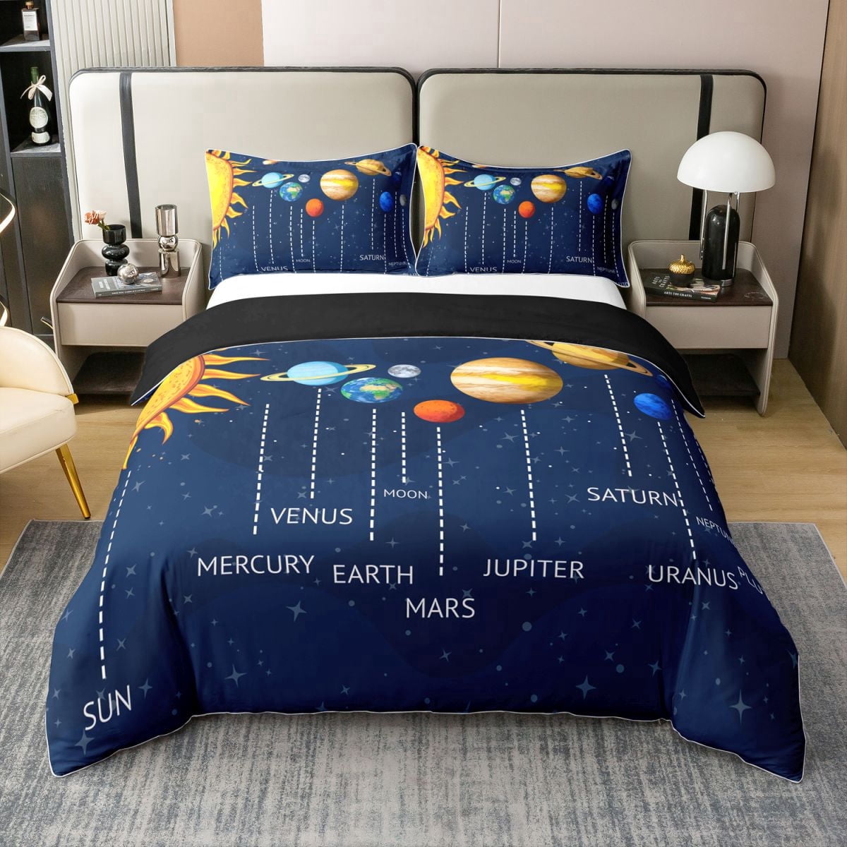 Erosebridal Space Duvet Cover Queen Solar System Bedding Set, Outer ...