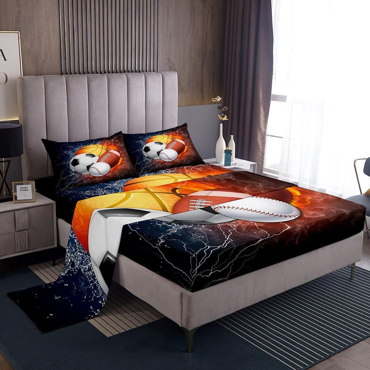 Erosebridal Sports Bed Sheets Full Size,Baseball Soccer Sheet Set Teens ...