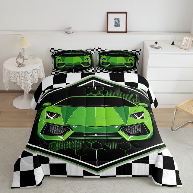 YST Sports Car Comforter Set For Boys, Race Car Bedding Set Full Size