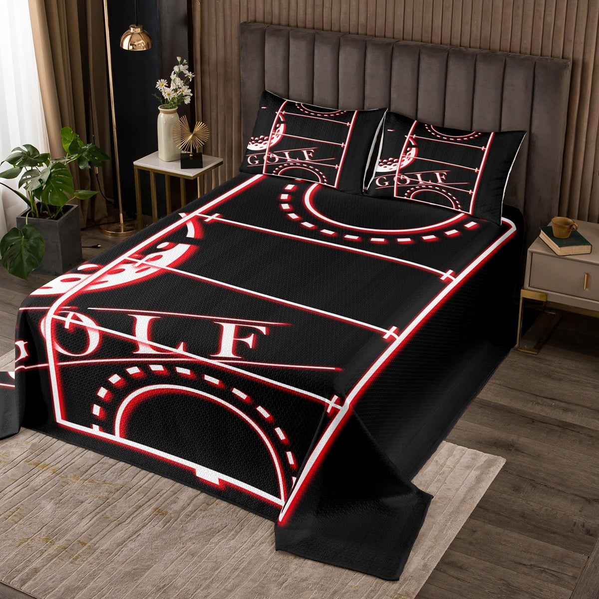 YST Sports Coverlet King Size for Men Golf Bedding Set for Boys, Neon