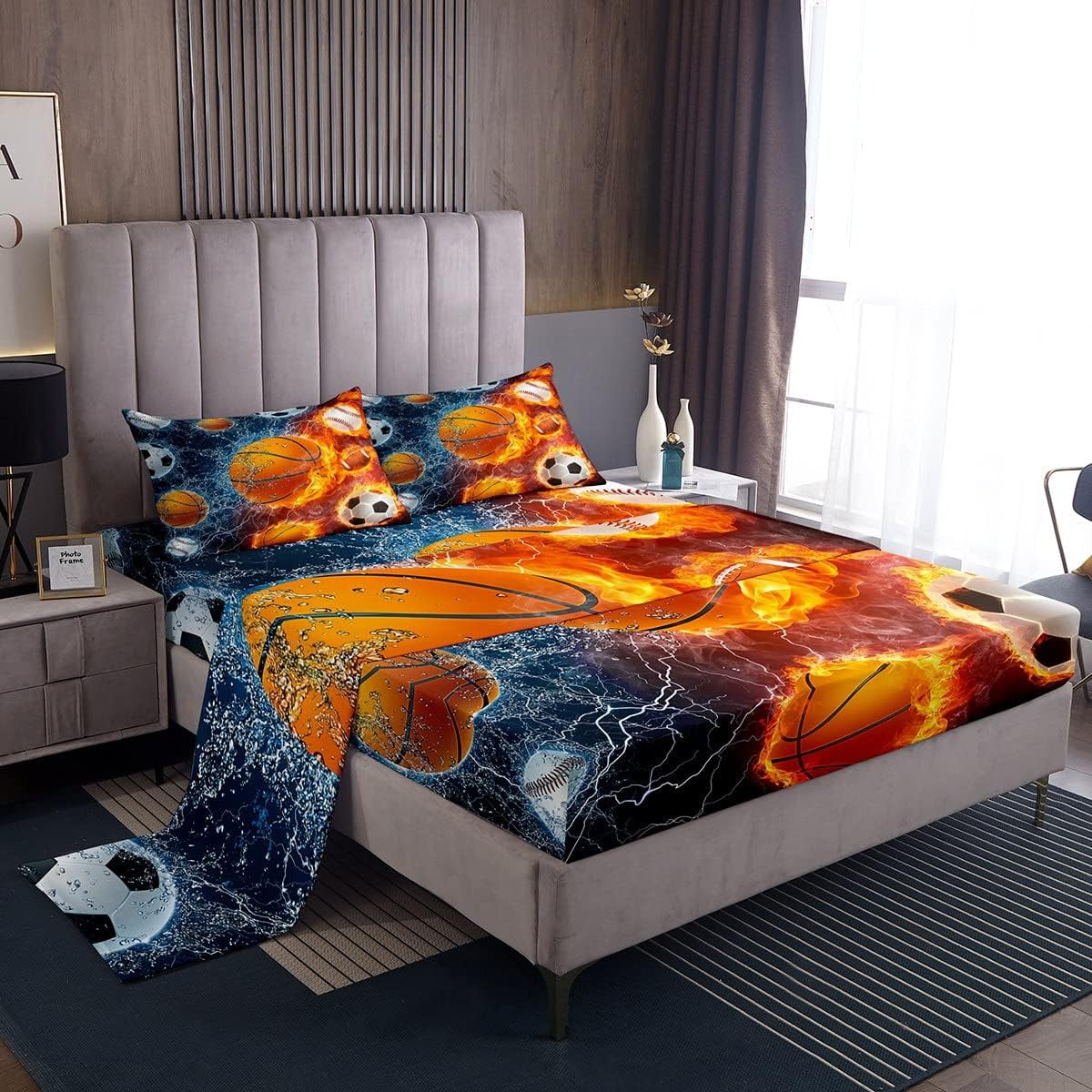 YST Sports Sheets for Boys Twin,Baseball Soccer Football Basketball Bed