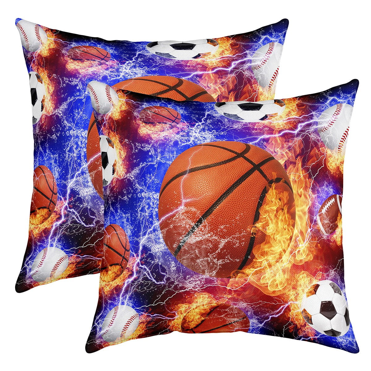YST Sports Throw Pillow Covers for Boys,Baseball Basketball Pillow