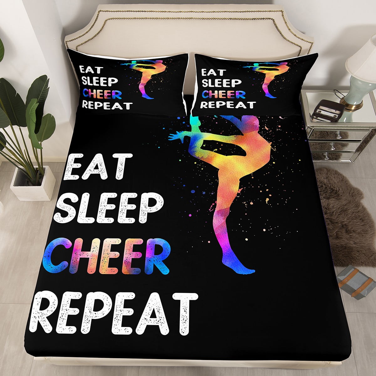 YST Sports Twin Bedding Sets for Girls Gymnastics Sheets for Kids Teens Women,Tie Dye Rainbow