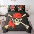 thumbnail image 1 of Sugar Skull Bed In A Bag Queen Pirate Bones Skeleton Comforter Set 7 Piece Teen Men, Adventure Nautical Bedding Set Gothic Skull Sheet Set With Comforter, 1 of 4