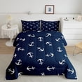 thumbnail image 1 of YST Summer Anchor Comforter Set Queen Size, Nautical Anchor Bedding Set for Kids Boys Teens Bedroom Decor, Fashion Navy Blue Quilt Set Soft Polyester Duvet, 1 of 7