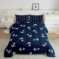 thumbnail image 1 of YST Summer Anchor Comforter Set Twin Size, Nautical Anchor Bedding Set for Kids Boys Teens Bedroom Decor, Fashion Navy Blue Quilt Set Soft Polyester Duvet, 1 of 6