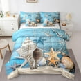 YST Summer Beach Theme Twin Comforter Set 7pcs Starfish Conch Seashell