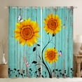 thumbnail image 1 of Sunflower 30%-50% Blackout Curtains for Bedroom,Distressed Blue Wooden Board Curtains,Yellow Flowers Butterfly Window Curtains & Drapes,Country Grunge Farmhouse Window Treatments 42"X63", 1 of 5