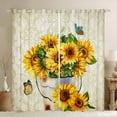 thumbnail image 1 of Erosebridal Sunflower Curtains,Retro Bohemian Flower Insulated Thermal Curtains,Rustic Farmhouse Butterfly Window Curtains,Boho Damask Window Treatments,Oil Painting Darkening Curtains,Yellow 42"X90", 1 of 5