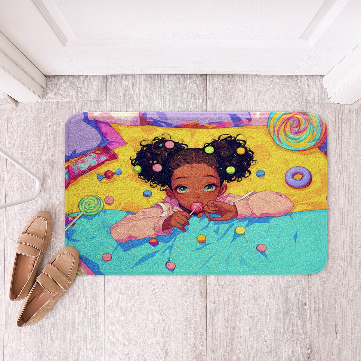 YST Sweet Black Girls Bath Mat 16"X24" American African Cute Girl