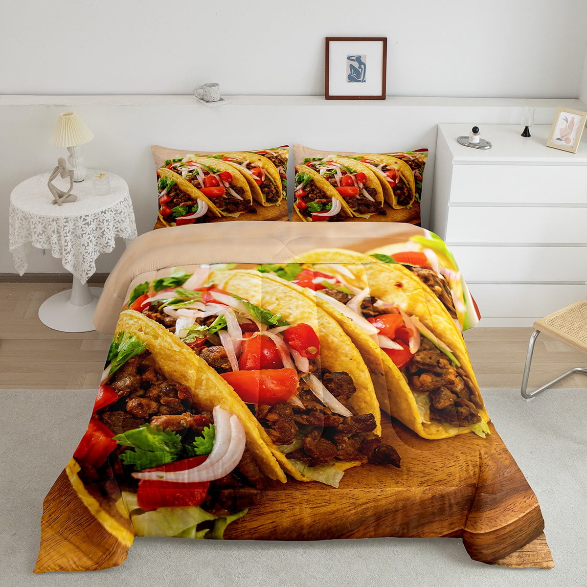 YST Taco Comforter Set Queen for Adults Kids,Burrito Tortilla Bedding