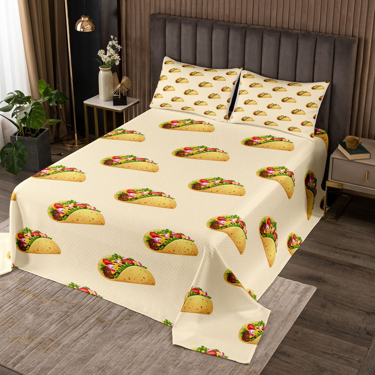 YST Taco Quilt Set Mexican Fast Food Coverlet Set King Mexican Party ...