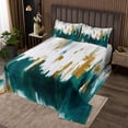 thumbnail image 1 of Teal Bedspread Twin Size Graffiti Ombre Quilt Set, Brush Strokes Oil Painting Coverlet Set Modern Contemporary Bedding Set, Chic Vintage Abstract Gradient Bed Cover 2 Pieces, 1 of 4
