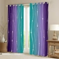 thumbnail image 1 of Erosebridal Teal and Purple Gradient Curtains Watercolor Ombre Blackout Curtains, Abstract Aesthetic Curtains & Drapes Wave Line and Dots Window Treatments, Geometry Bedroom Curtains Bedroom Decor, 1 of 5