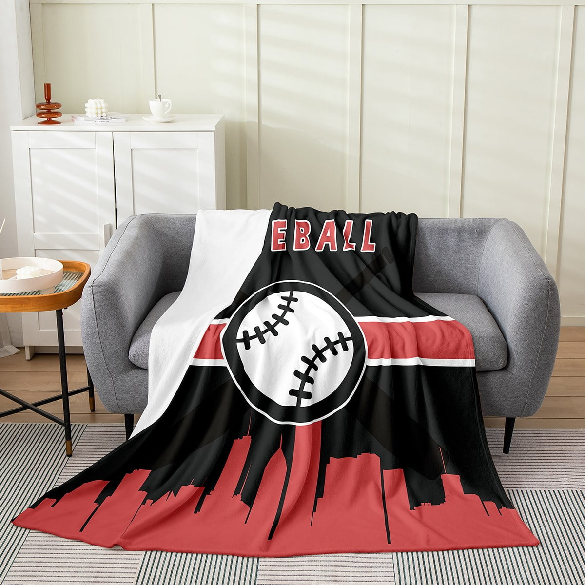 YST Teen Boys Baseball Blanket Sport Throw Blanket Queen 90x90, Red