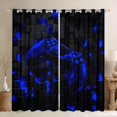 thumbnail image 1 of Teens Games Curtains & Drapes Gaming Curtains 76x54,Navy Blue Futuristic Cubes 30%-50% Blackout Curtains Neon Gamepad Print Living Room Curtains, 1 of 6