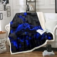thumbnail image 1 of Teens Games Fleece Blanket 40x50 Gaming Sherpa Blanket,Navy Blue Futuristic Cubes Blanket Neon Gamepad Print Throw Blanket for Sofa,Modern Abstract Buffalo Flannel Blanket, 1 of 5
